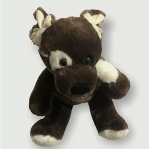 Build-A-Bear Dark Brown Puppy Dog Plush Stuffed Animal 11" Tongue Out White Spot